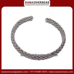 Rana Overseas Inc Wholesale Brass <b>Cuff</b> Bangle <b>Bracelet</b> <b>Silver</b> Plated Woven Pattern Modern Adjustable Open Bangle for Women Girls - Product Image 4