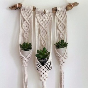 Panier suspendu pour plantes de jardinage Pot en macramé fait à la main Boho Cotton Rope Hanger Flower Pot Wall Hanging Yard Home Decor - Product Image 4