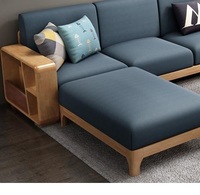 Ensemble de canapé en forme de L moderne 6 places pour salon appartement Bois massif Bois de teck Revêtement en cuir synthétique Hauteur réglable
