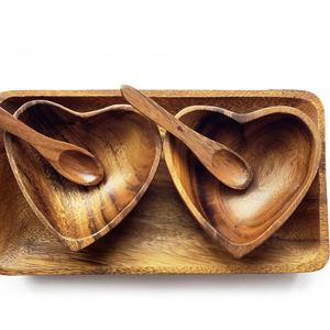 ชามไม้ออนไลน์ในราคาที่ดีที่สุด ขายดีที่สุด ขนาดที่กําหนดเอง ชามหัวใจไม้อะคาเซีย ผลิตในอินเดีย - Product Image 5