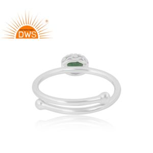 แหวนพลอยมรกตธรรมชาติทำจากเงินสเตอลิง925ขายดีเครื่องประดับตามสั่งสำหรับเป็นของขวัญสำหรับผู้หญิง - Product Image 2