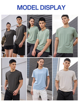 T-shirt en maille color block pour homme, personnalisé avec logo, séchage rapide, col rond, manches courtes, décontracté, pour la gym et l'entraînement, vente en gros