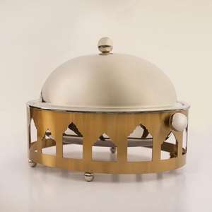 Casserole en acier inoxydable moderne et écologique, design laser fait à la main, support en métal poli, buffet pour servir des aliments, chauffe-plats - Product Image 4