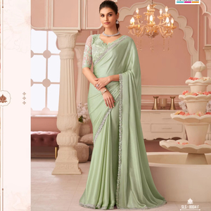 Hermosa Secuencia de bordado de seda suave pura del diseñador Trabajo Estilo tradicional Boda Ropa de fiesta de mujer de alta calidad - Product Image 1