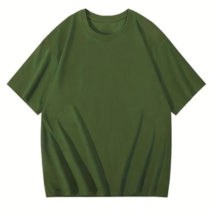 เสื้อยืดผ้าฝ้ายคุณภาพสูงสำหรับผู้ชายทรงหลวมธรรมดาทรงหลวมโอเวอร์ไซส์ - Product Image 2