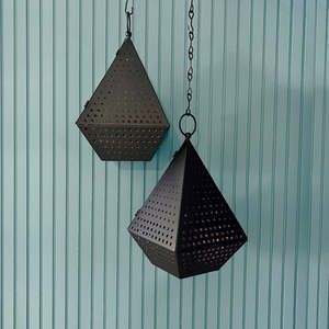 Best Sale Metal Dotted Textured <b>Black</b> Hanging And Table Candle <b>Lantern</b> For Wedding Favor Garden Home Use - Product Image 3