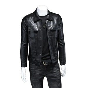 OEM boomber nueva chaqueta de cuero informal para hombre diseño de logotipo personalizado al por mayor chaquetas de hombre de talla grande de piel sintética pura en blanco - Product Image 2