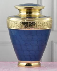Urnes souvenirs modernes en métal bleu pour cendres humaines - Product Image 1