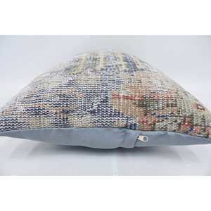 Gray Toile Vintage Pattern Patchwork Wool Kantha <b>Pillow</b> 16x24 Inch Woven Decorative Cushion - Product Image 5