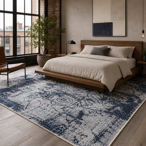 Netline Home Keepsake Mosaic Mid Blue Modern <b>Washable</b> <b>Rug</b> - Product Image 4
