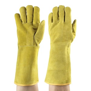 Guantes de trabajo de soldador resistentes al calor extremo con logotipo de la mejor calidad Guantes de seguridad de trabajo de soldadura de cuero transpirable de alta calidad - Product Image 1