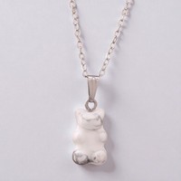 Collier pendentif mini-ours en laiton de haute qualité, mignon et tendance, avec chaîne à maillons en moissanite, plaqué or/argent, vente en gros