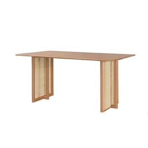 Mesa de comedor moderna hecha de marco de madera de teca maciza con ratán y alta calidad con color natural para uso en interiores y exteriores. - Product Image 4