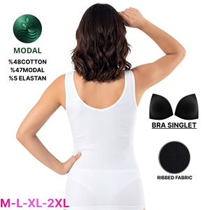 Camiseta sin mangas informal para mujer, tipo bralette, con almohadillas en el pecho, tejido acanalado de modal y algodón, transpirable, antibacteriana - Product Image 3