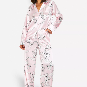 Pijamas Cómodos para Mujer, Ropa de Dormir de Tela de Alta Calidad, Diseño Múltiple, Ligeros, Transpirables, Bordados, Cintura Elástica Completa - Product Image 5