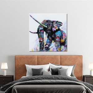 Impresión en Lienzo de Arte de Graffiti de Elefantes Vibrantes para Decoración Moderna, Enmarcado en Galería - Product Image 1