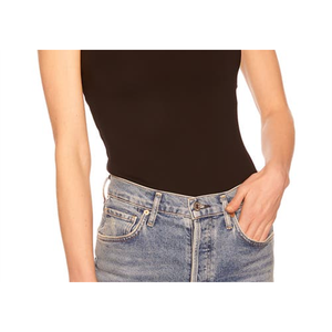 Susana Monaco Top de Punto Elástico Negro de Talla Grande con Estampado Cuadrado Triangular, Estilo Casual, Delgado, Largo y Corto, para Primavera - Product Image 3