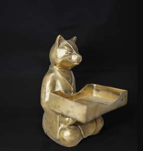 Porte-cartes de visite en laiton en forme de chat en laiton AK fini polonais pour décor de bureau/décor de bureau - Product Image 3