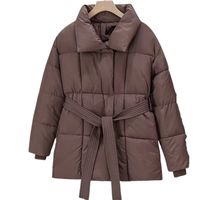 Veste parka matelassée respirante épaisse pour femme EMPIRE TREND WEARS, col rabattu, fermeture à ceinture, couleur et logo personnalisés