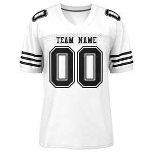 Maillots de football américain personnalisés Clubwear vêtements de sport OEM tissu de maille de polyester séchage rapide manches rayures sublimation Logo numéros - Product Image 1
