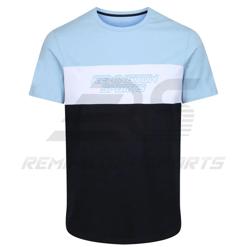 남성 코튼 블랙 옐로우와 게리 색상 패치 워크 통기성 느슨한 스트리트웨어 라운드 넥 티셔츠