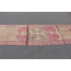 2.8x9.6 ft Turkish Vintage <b>Rug</b>, <b>Runner</b> <b>Rug</b>, Herki Pink Wool <b>Rug</b> - Product Image 2
