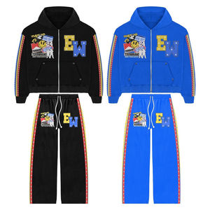 2024 personnalisé hommes 2 pièces ensemble évasé survêtement Baggy survêtements sérigraphie Logo empilé pantalon survêtement unisexe hiver - Product Image 1