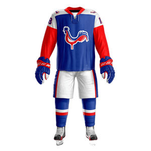 Ropa deportiva Uniforme de hockey sobre hielo Diseña tus propios hombres Camiseta de hockey sobre hielo Impresión uniforme Conjunto de nombre del equipo OEM que incluye pantalones cortos - Product Image 1