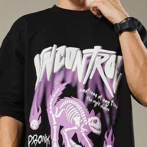 Offre Spéciale hommes col rond goutte épaule à manches courtes imprimé T-shirt incontrôlable bouffée imprimé hommes surdimensionné éponge T-shirt - Product Image 4