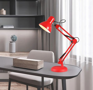 BEL AIR HOME - Antigona - Vintage <b>Retro</b> Articulated LED <b>Desk</b> Lamp , Adjustable 34-67cm , E27 Lighting, Metal, Red - Product Image 5