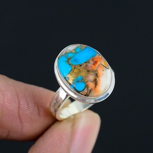 Turquoise Handmade Natural Gemstone <b>Spinner</b> <b>Ring</b> 925 <b>Sterling</b> <b>Silver</b> Solid Jewelry Promise <b>Ring</b> Wedding Gift Fine Sliver Jewelry - Product Image 4