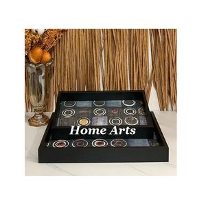 Ensemble de 2 plateaux à thé et à café de tailles différentes, design classique, en bois, pour servir des chocolats, des dattes, best-seller - Product Image 4