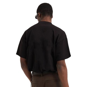 Venta al por mayor de verano de los hombres 100% Camiseta de algodón de longitud recortada de gran tamaño de estilo casual con dobladillo angustioso inspirado logotipo personalizado de Bambú - Product Image 6