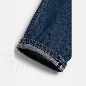 Jean baggy personnalisé pour homme, coupe droite, en denim brut de coton, avec boutons décoratifs, respirant, motif uni, automne/hiver - Product Image 6