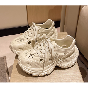 Sandales plates à bout fermé en PU avec lanières, chaussures épaisses en caoutchouc - Product Image 1