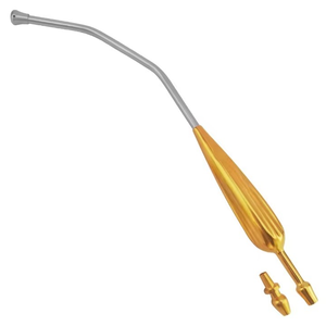 Tube d'aspiration pédiatrique manuel réutilisable Yankauer, poignée creuse plaquée or, embout d'aspiration en acier inoxydable, connecteur de classe II - Product Image 4