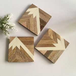 Posavasos Elegantes de Madera, Posavasos Cuadrados para Tazas de Té, para Uso en el Hogar, Hoteles o Restaurantes, Precio al por Mayor, Hechos a Mano en India - Product Image 4