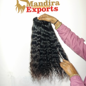 100% Machine Double Trame Naturel Doux Bouclés Cuticule Aligné Noir Vierge Indien Temple Extensions de Cheveux Humains - Product Image 2