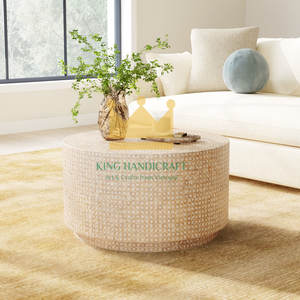 Mesa de centro con Incrustaciones de nácar hecha a mano, mesa de centro redonda de lujo, muebles de nácar personalizados de Vietnam - Product Image 1