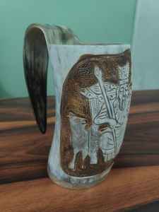 Oddin Unique Style Viking sculpté corne de buffle tasse à boire conception animale écologique pour la bière eau bas prix exportateur indien - Product Image 2