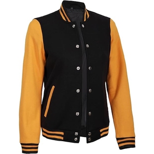 Veste varsity noire et jaune pour homme, manches moutarde, style letterman, veste de baseball noire, veste athlétique bicolore, veste varsity. - Product Image 6