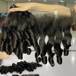 High Quality Raw Hair Black Bouncy Color Bundles With Frontal and Bundles to Make <b>Wigs</b> - Product Image 3