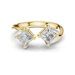 Anillo de Dos Piedras con Diamante de Laboratorio Corte Princesa de 0.90 CT para Mujer, Claridad VVS-VS EF, Oro de 18KT, 14KT, 10KT y Plata 925, Color Rosa - Product Image 3