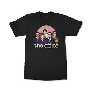 T-shirt Grafica The Office Retro Sun Cast da Uomo, 100% Cotone Jersey 240 Grammi, Nero, Taglia Large, Stampa Serigrafica, Servizio Designer - Product Image 1