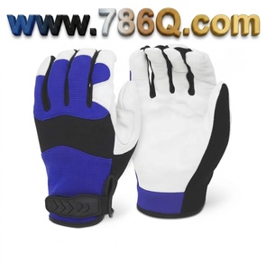 Goatskin ถุงมือช่างกลสีดำ,ถุงมือนิรภัยสำหรับทำงานถุงมือช่างกลผิวแพะผิวสีฟ้าแบบพรีเมียม - Product Image 1