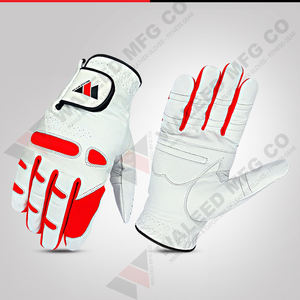 Gants de golf en cuir Cabretta pour gaucher avec logo en patch de caoutchouc imprimé sur mesure, design antidérapant à doigts complets et sangle réglable pour le sport - Product Image 4