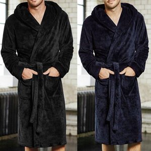 Moda para hombre algodón Terry Cloth Albornoz chal cuello terciopelo Spa bata, 100% algodón toalla chal cuello bata de baño - Product Image 6