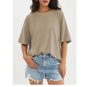 Camiseta personalizada Boxy para mujer, Camiseta de algodón con cuello redondo, camisetas transpirables con estampado de logotipo de alta calidad Boxy de gran tamaño - Product Image 1