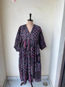 Robe d'été en coton imprimé bloc floral tunique artisanale bloc floral imprimé coton Midi Mini robe bohème été Style cadeau - Product Image 3