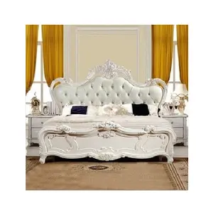 Винтажная французская королевская кровать с мягким изголовьем и подножкой, каркас кровати из искусственной кожи с кристаллами